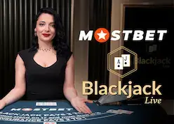 A Mostbet Blackjack live asztal borítója (Evolution Gaming)